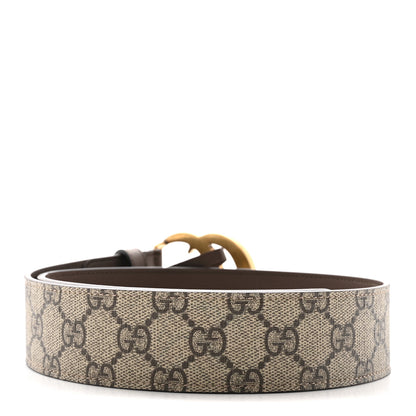 Gucci GG Supreme Monogram Matte Plutone Calfskin Double G 40mm Belt 75 30 Beige Ebony New Acero 2 of 6