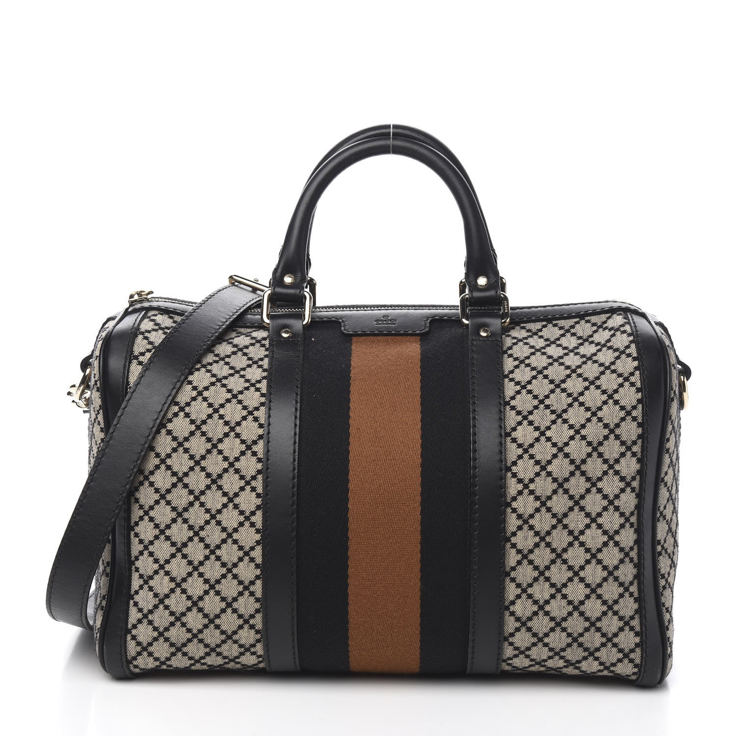Gucci Diamante Vintage Web Medium Boston Black 1 of 13