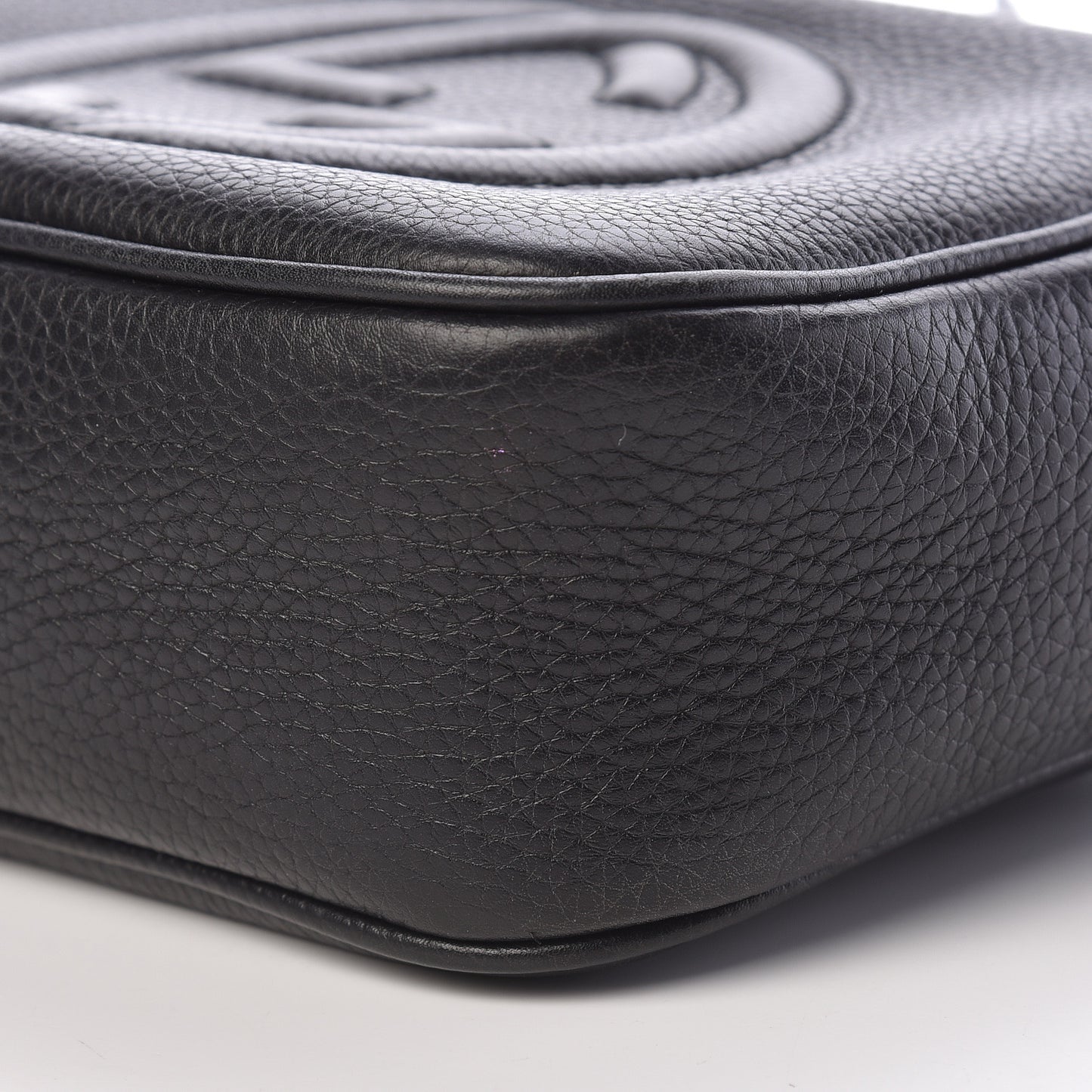 Pebbled Calfskin Small Soho Disco Bag Black