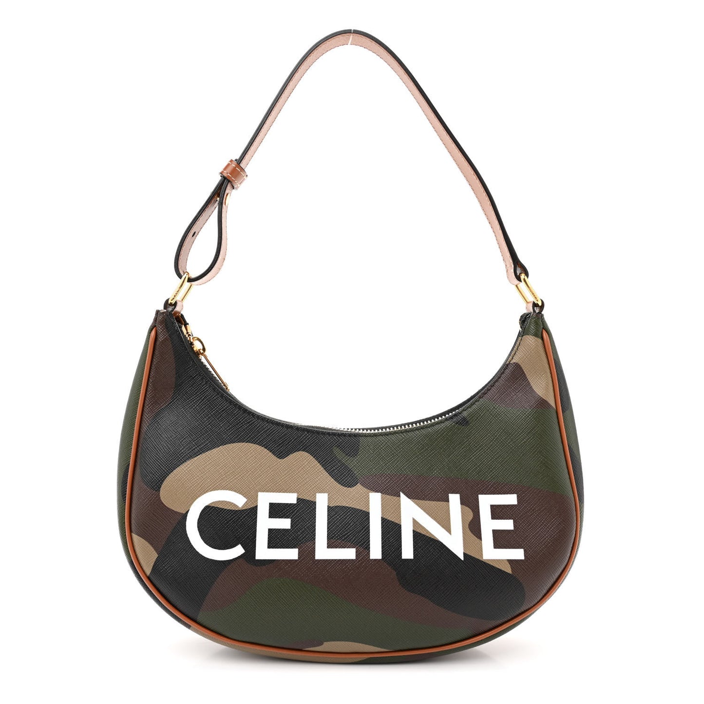 Canvas Calfskin Camouflage Ava Logo Triomphe Shoulder Bag Khaki