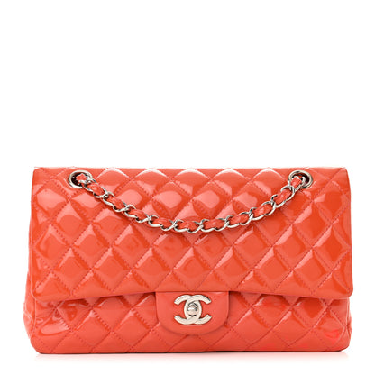 Chanel Patent Quilted Medium Double Flap Coral 1 of 21