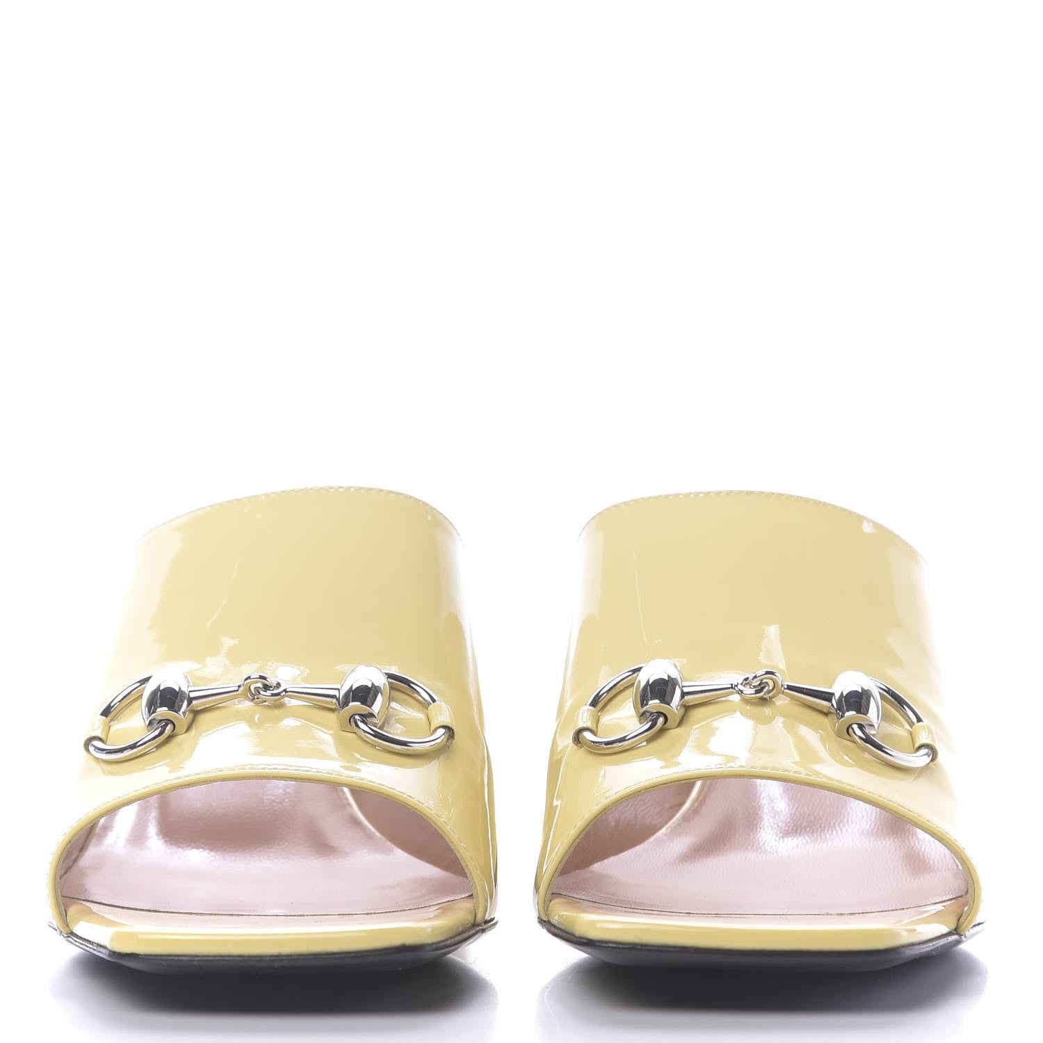 Gucci Patent Lexi Horsebit Mid-Heel Slide Sandals 40 Burro 2 of 10