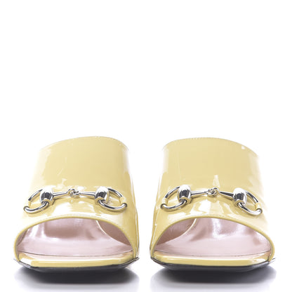 Gucci Patent Lexi Horsebit Mid-Heel Slide Sandals 40 Burro 2 of 10