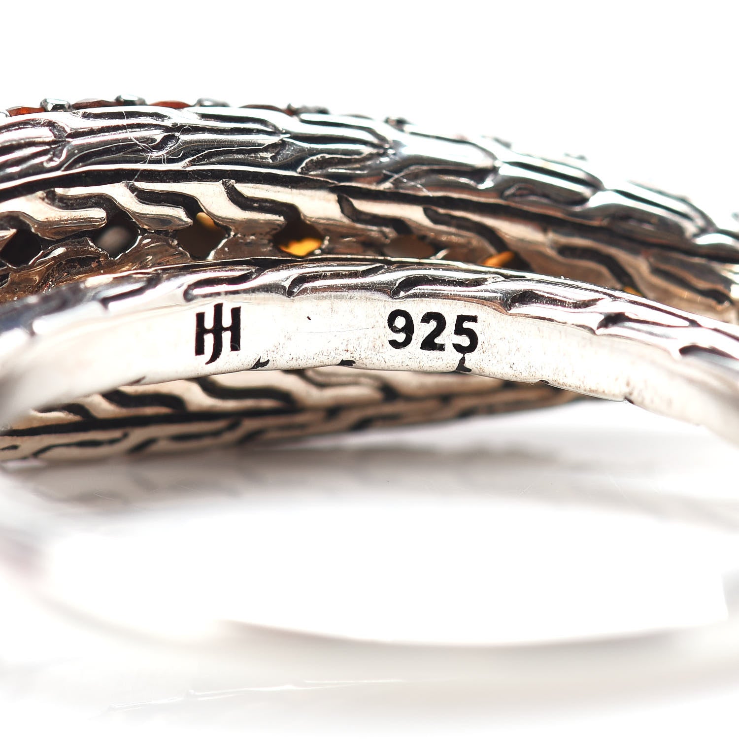 John Hardy Sterling Silver Garnet Citrine Sapphire Pyrite Marcasite Classic Chain Lava Ring 54 6.75 5 of 5