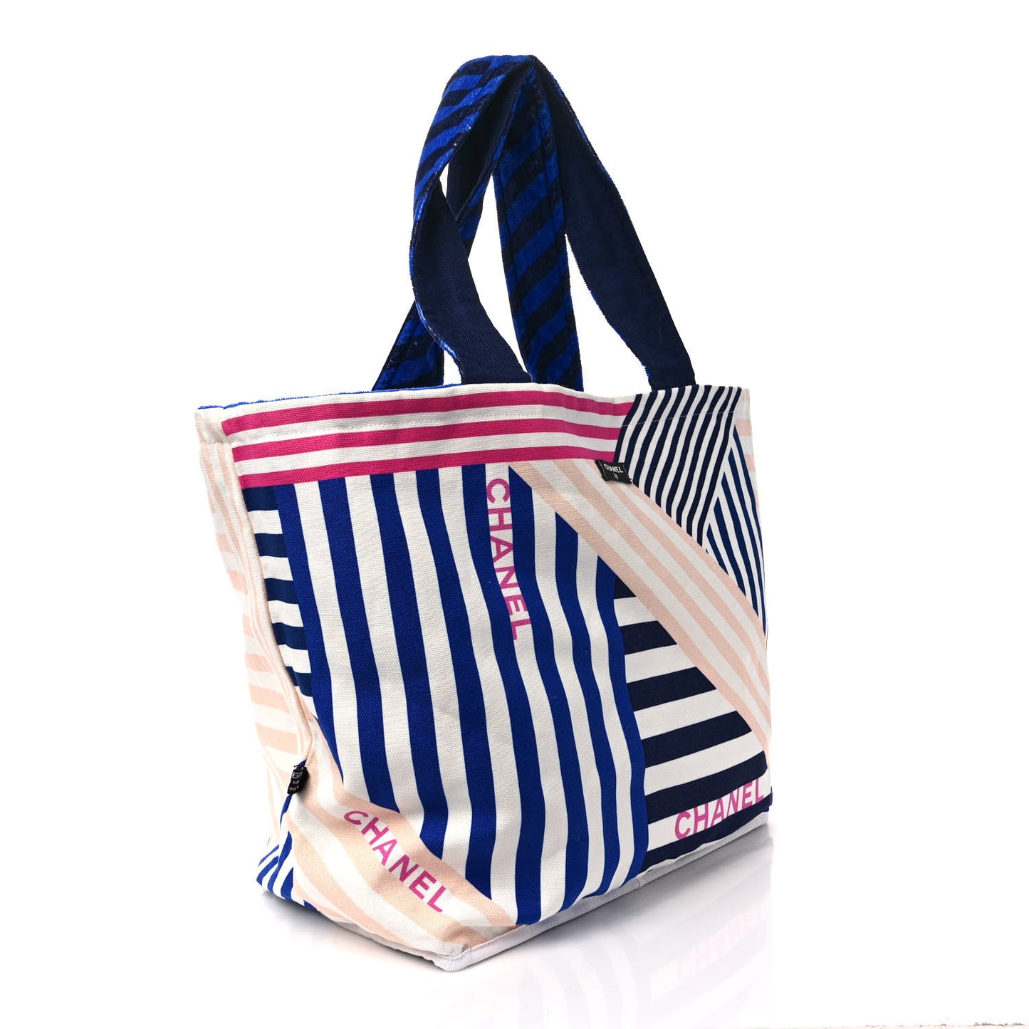 Terry Cloth Cotton La Pausa Bay Reversible Beach Tote Blue