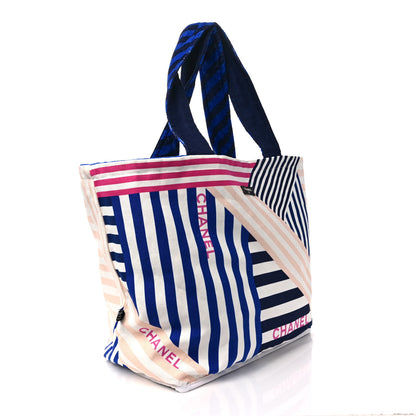 Chanel Terry Cloth Cotton La Pausa Bay Reversible Beach Tote Blue 5 of 17