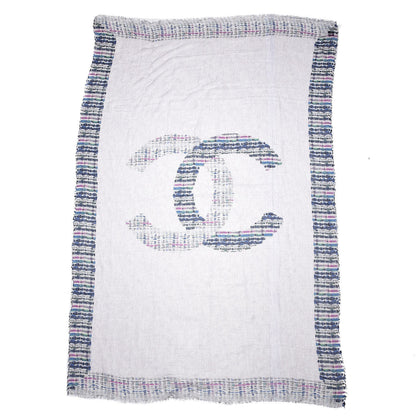 Chanel Cashmere Silk CC Scarf Purple Navy 3 of 5