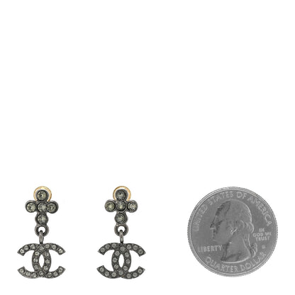 Chanel Crystal CC Drop Earrings Ruthenium 2 of 4