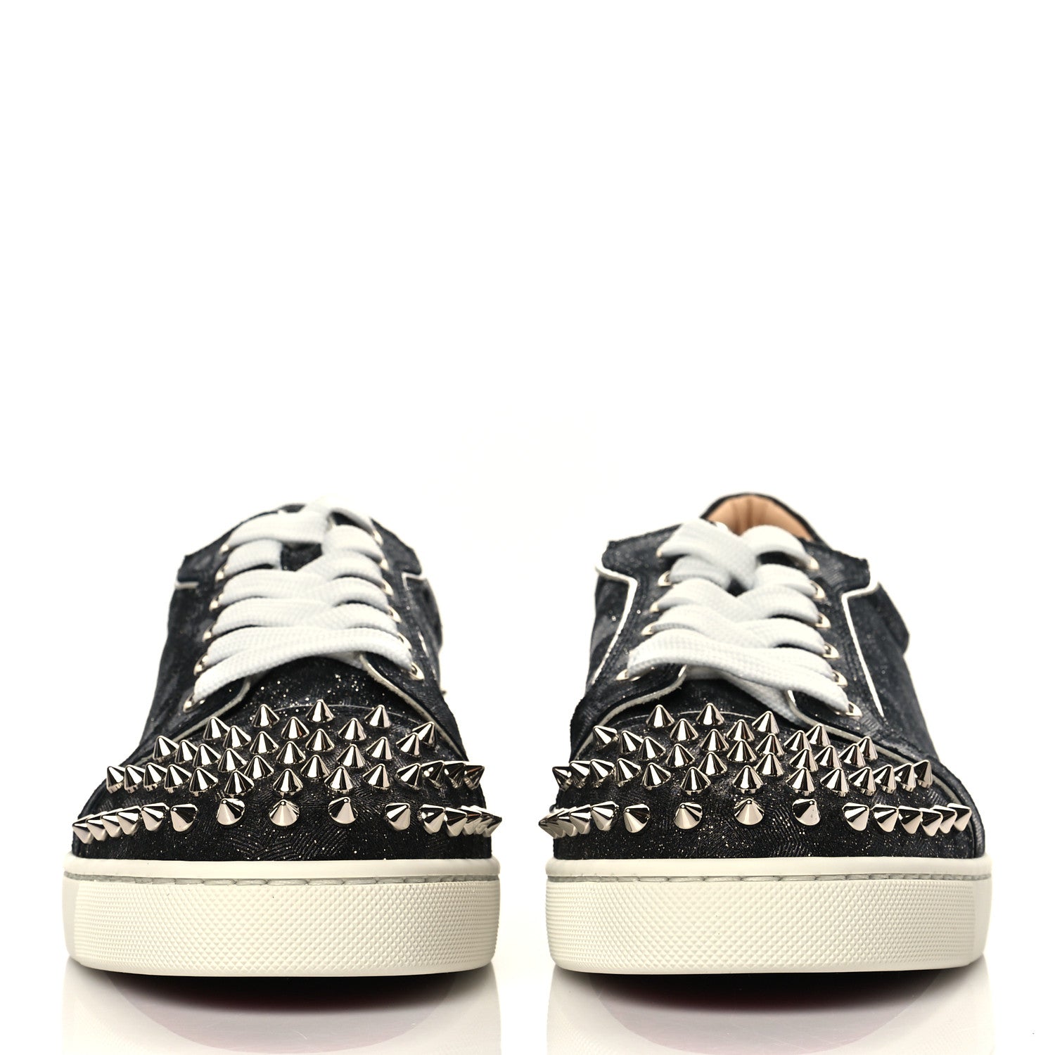 Christian Louboutin Crosta CometeSpikes Womens Vieira 2 Flat Crosta Comete Sneakers 40 Black Silver 2 of 9