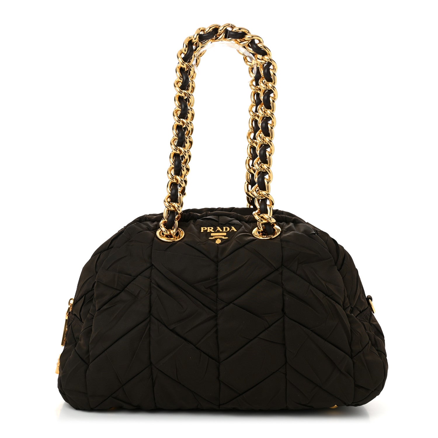 Prada Tessuto Nylon Chevron Catena Bag Ebano 1 of 12
