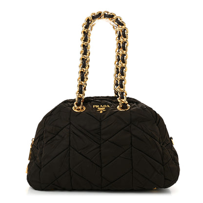 Prada Tessuto Nylon Chevron Catena Bag Ebano 1 of 12