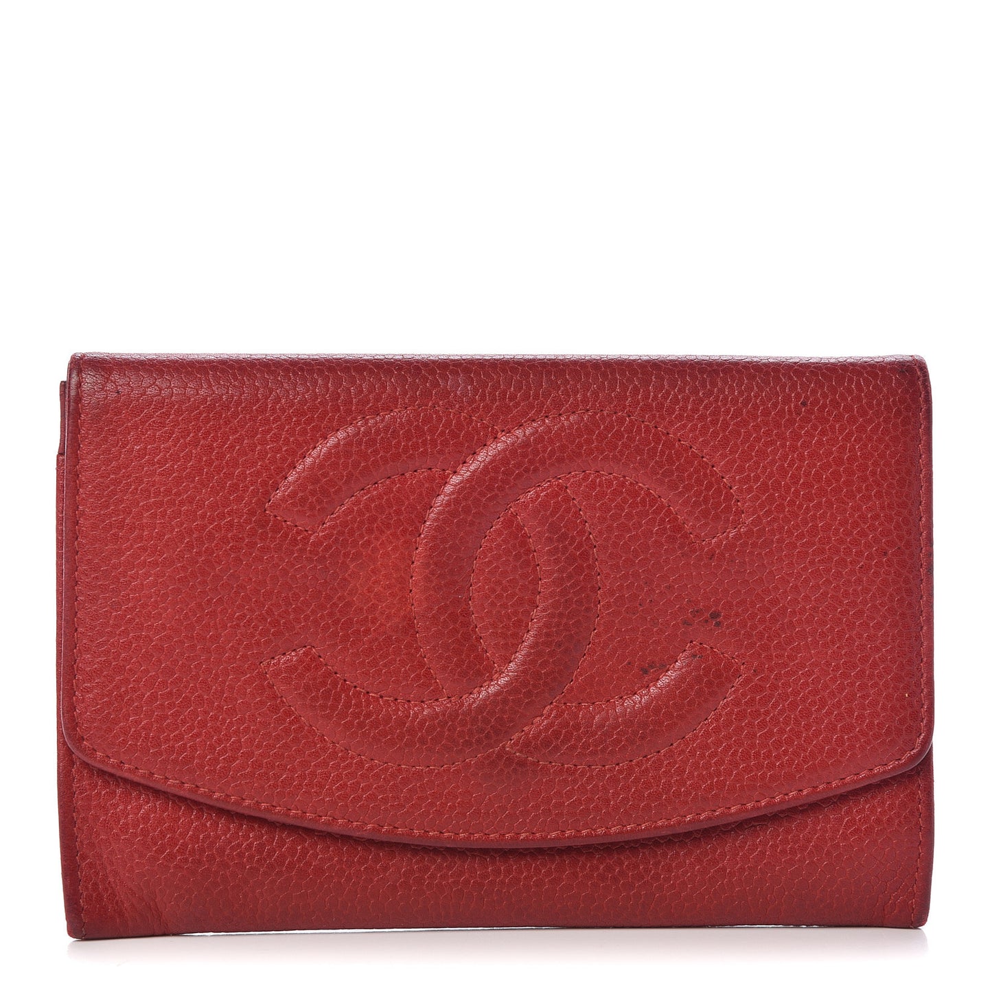Caviar Timeless CC Card Holder Flap Wallet Dark Red