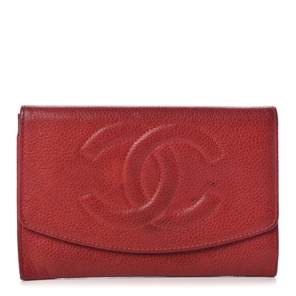 Chanel Caviar Timeless CC Card Holder Flap Wallet Dark Red 1 of 14