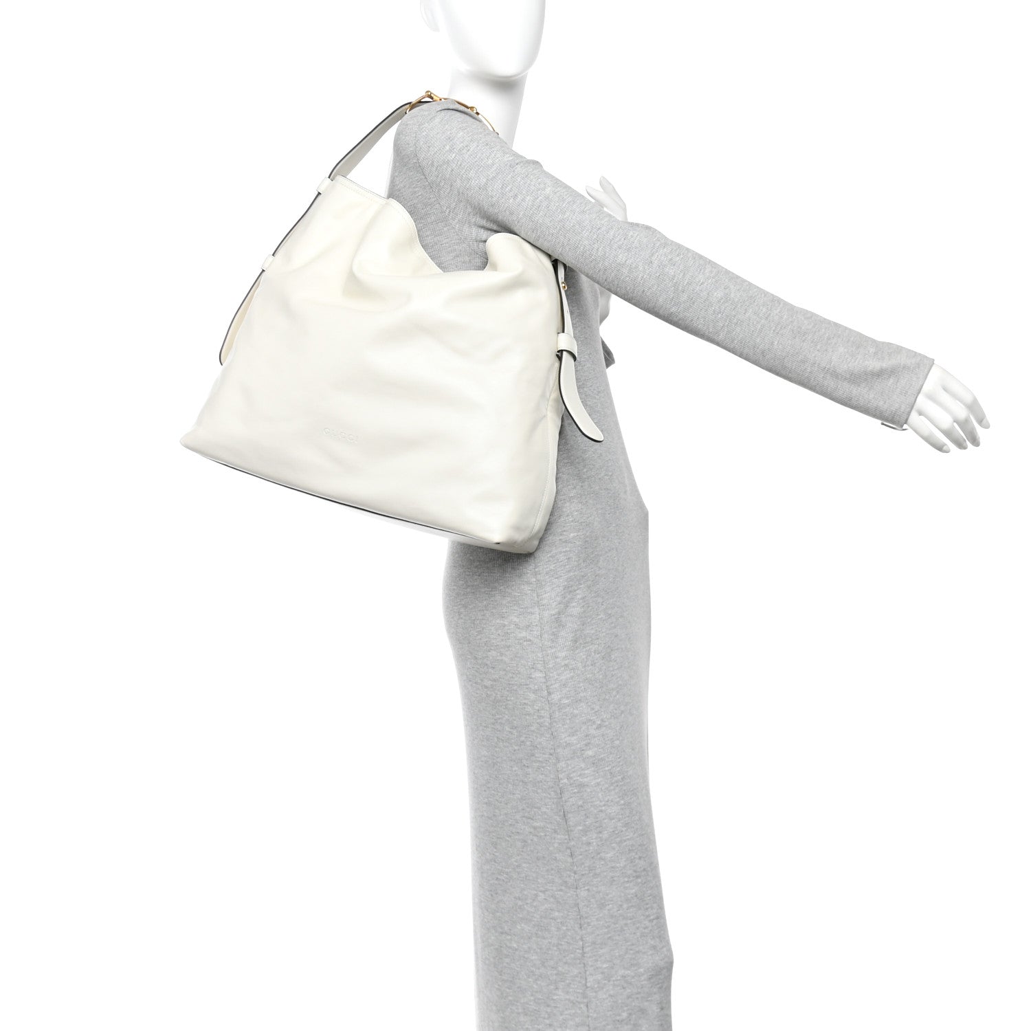 Gucci Calfskin Beatrix Horsebit Large Tote Bag Mystic White 2 of 10