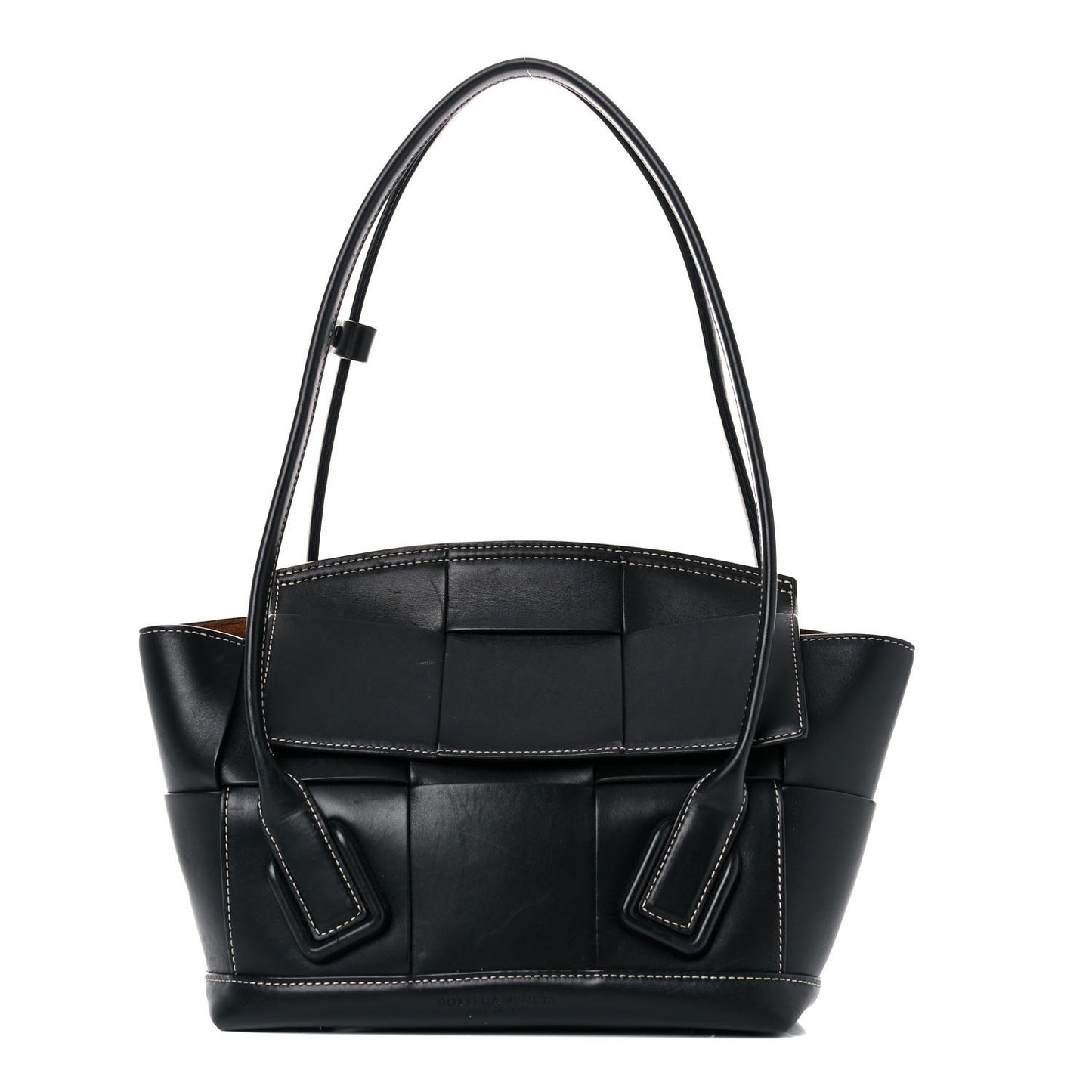French Calfskin Maxi Intrecciato Small Arco Black