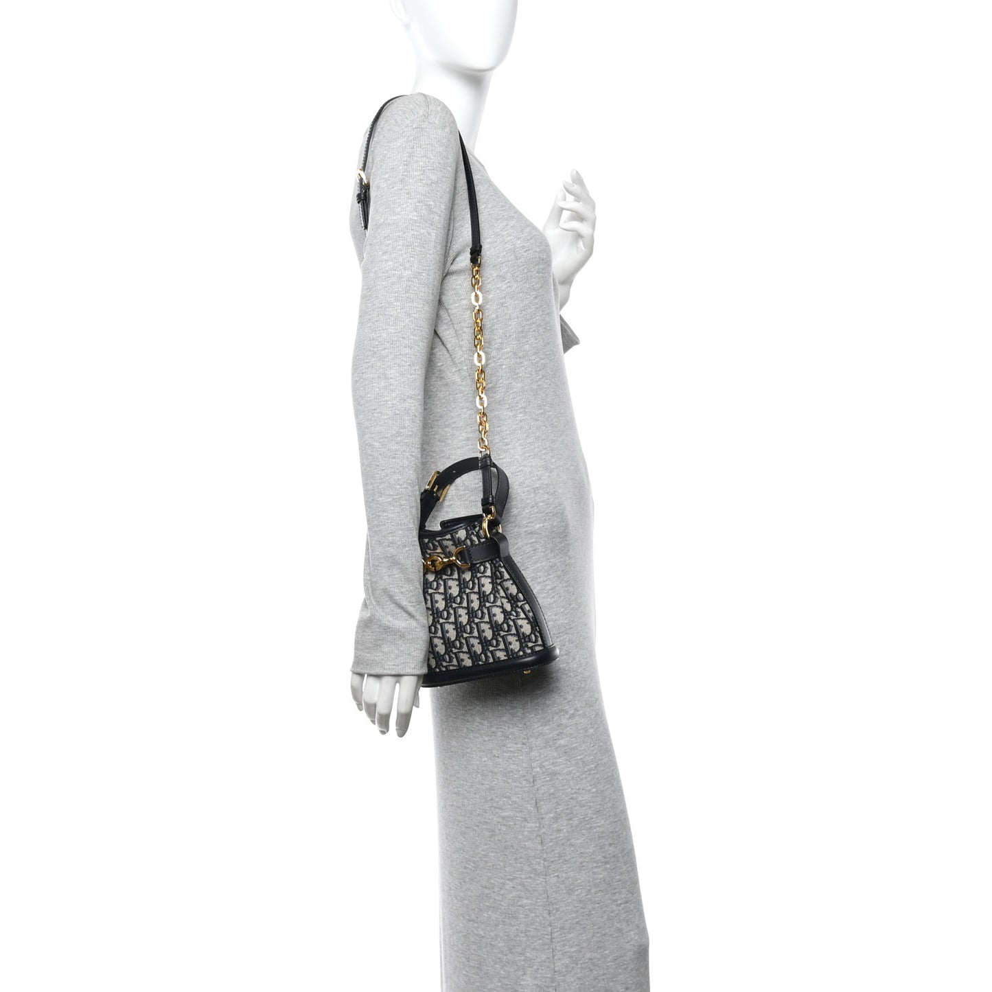 Oblique Calfskin Small C'est Dior Bucket Bag Blue