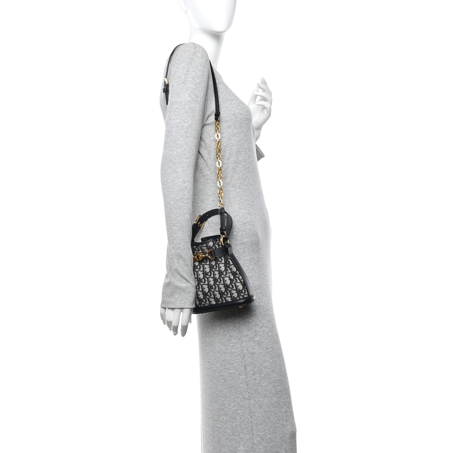 Christian Dior Oblique Calfskin Small C'est Dior Bucket Bag Blue 2 of 9