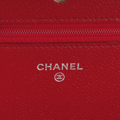 Chanel Caviar Quilted Wallet On Chain WOC Dark Red 6 of 8