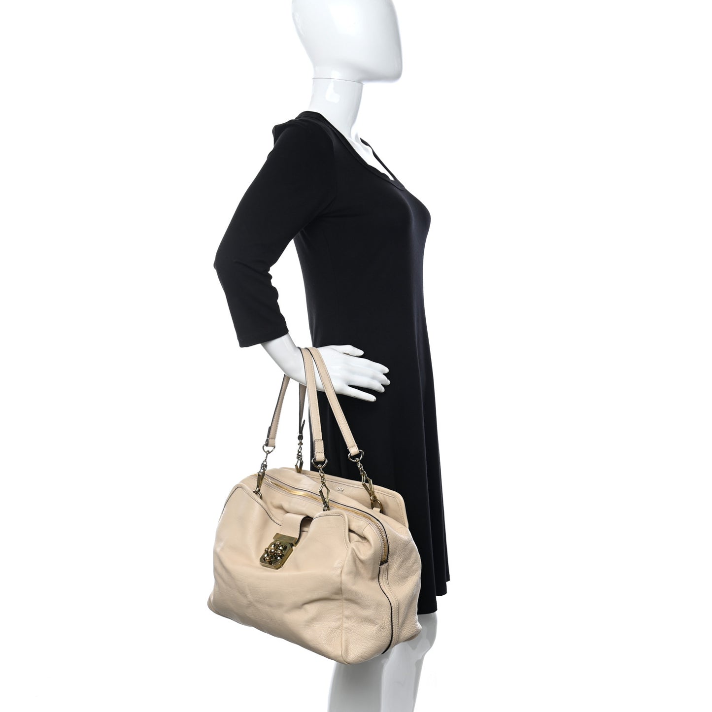 Calfskin Medium Elsie Satchel Light Tan