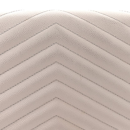 Saint Laurent Grain De Poudre Matelasse Chevron Monogram Envelope Chain Wallet Fog 11 of 13