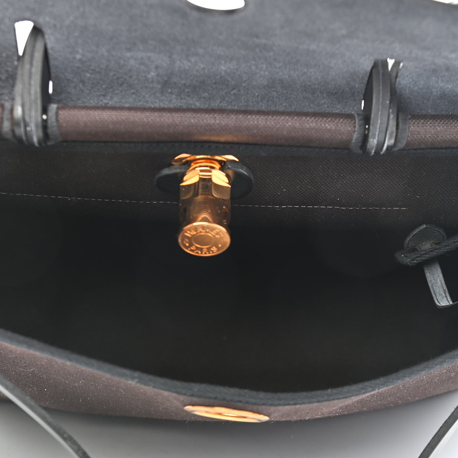 Hermes Military Toile Vache Hunter Herbag Zip Retourne 31 PM Black Ebene 5 of 10