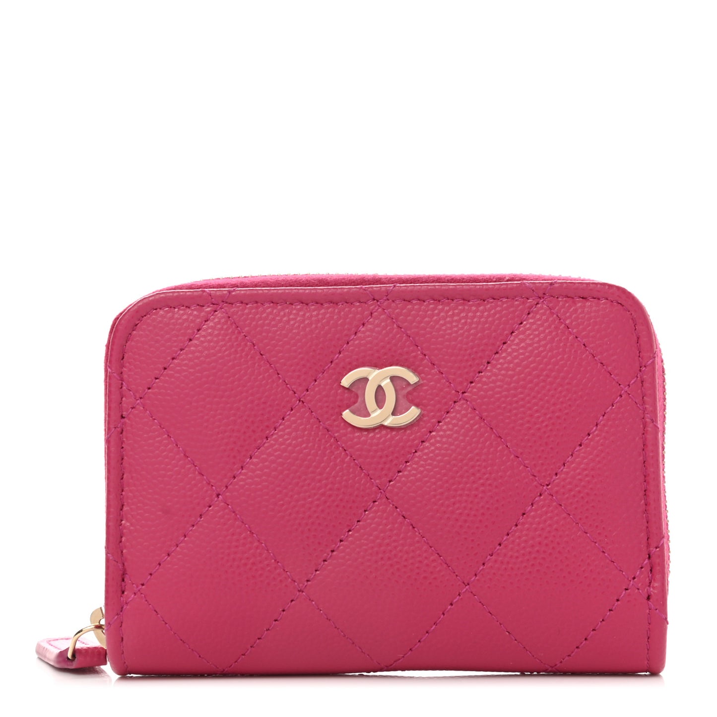 Caviar Quilted Zip Coin Purse Fuchsia