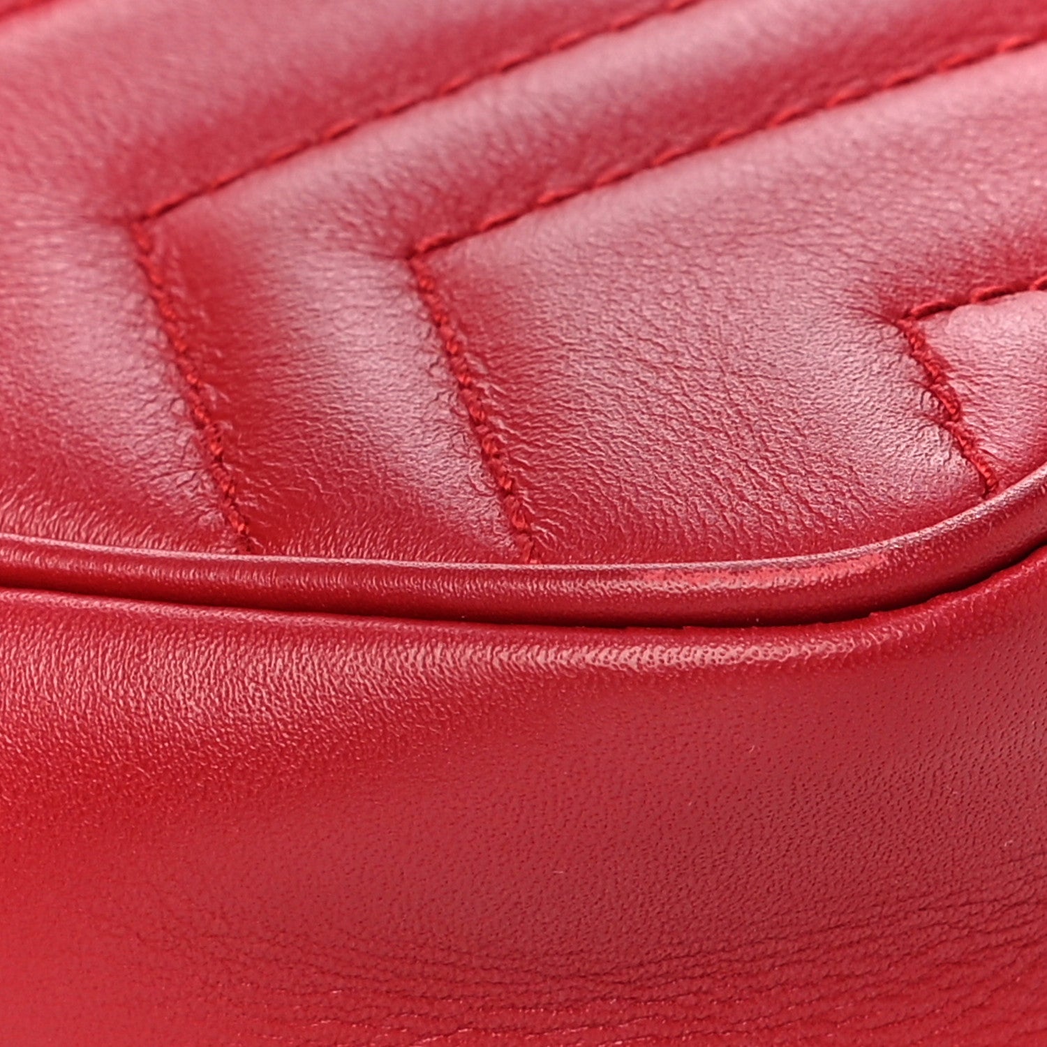 Gucci Calfskin Matelasse Super Mini GG Marmont Shoulder Bag Hibiscus Red 15 of 19