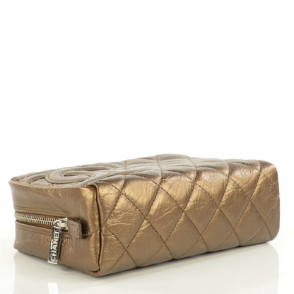 Chanel Aged Metallic Calfskin Quilted Cambon Cosmetic Case Bronze 4 of 8