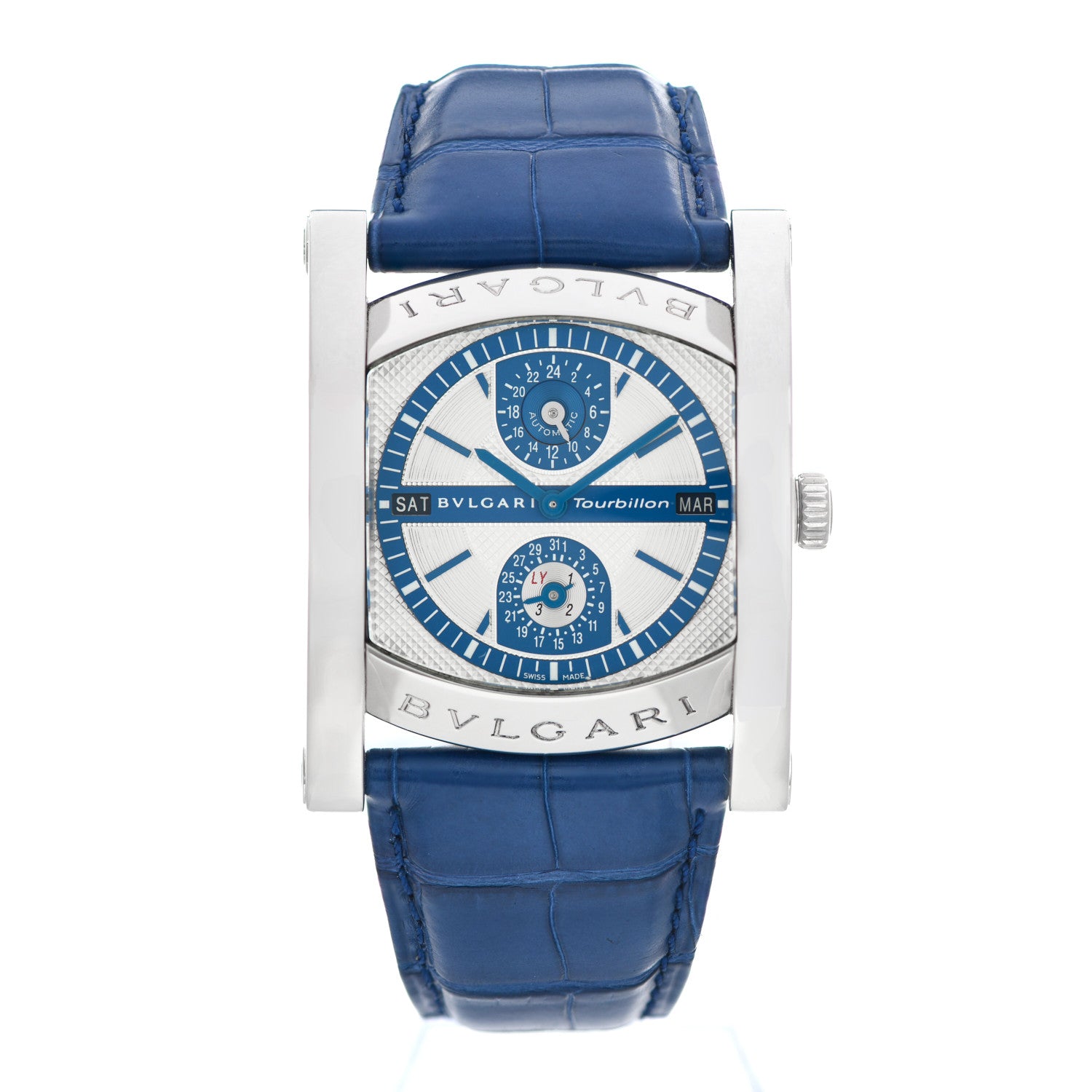 Bulgari Platinum Alligator 38mm Assioma Tourbillon Perpetual Calendar Automatic Watch 1 of 5