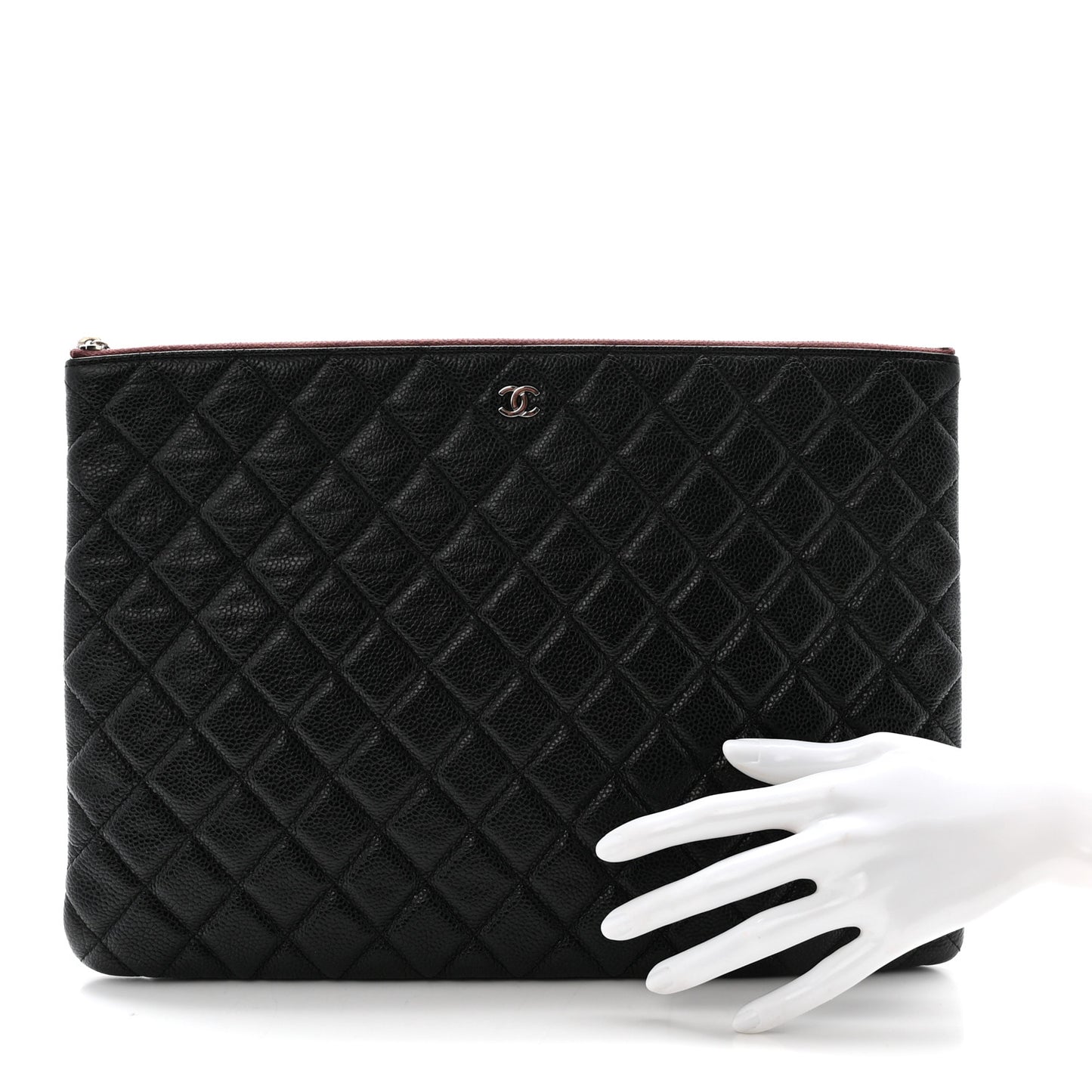 Caviar Quilted Large Cosmetic Case Black