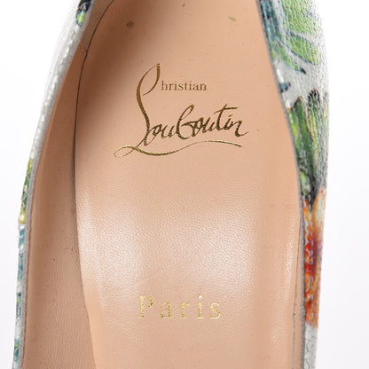 Christian Louboutin Crackled Calfskin Hawaii Print So Kate 120 Pumps 39.5 White Multi 7 of 13