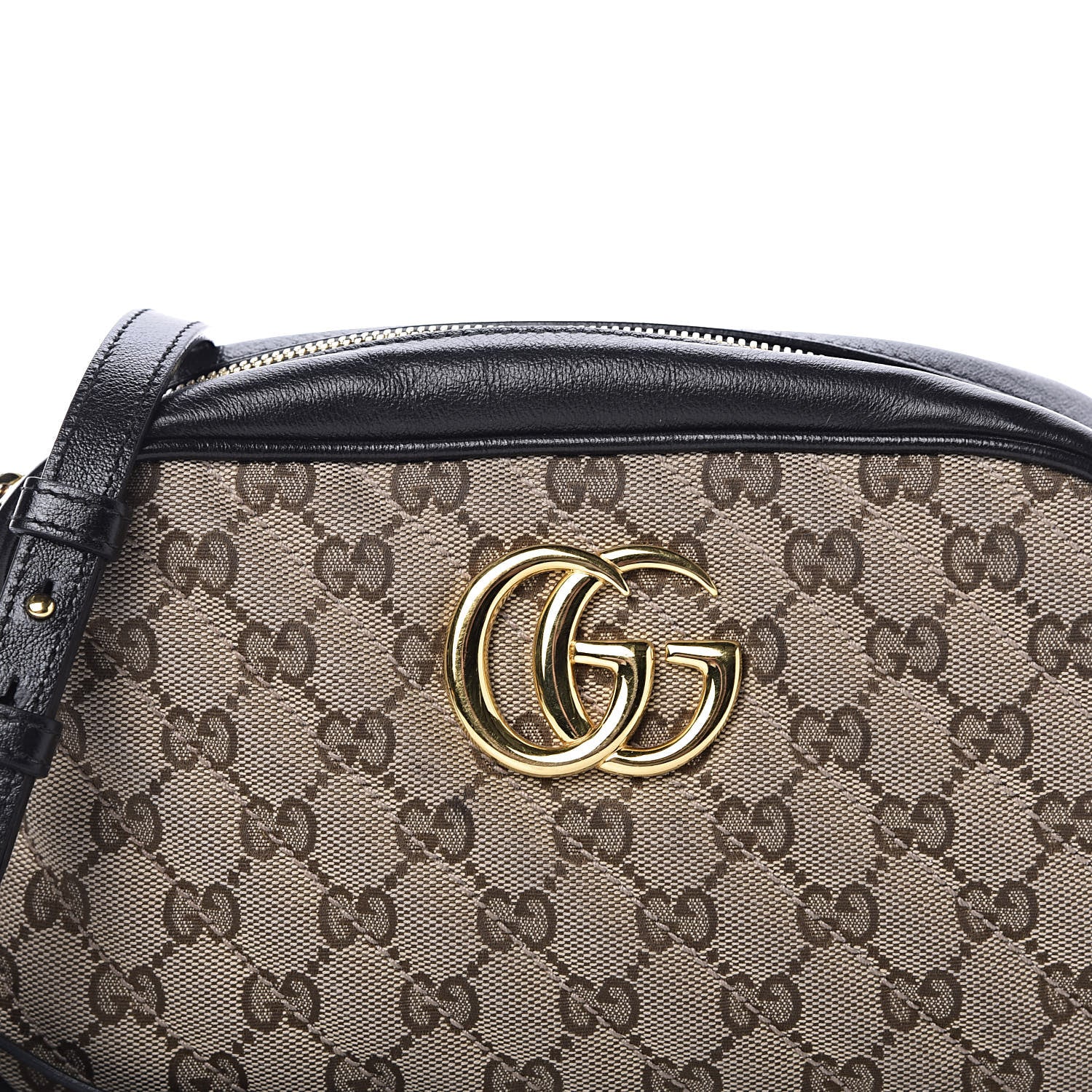 Gucci Monogram Matelasse Diagonal Small GG Marmont Chain Shoulder Bag Beige Black 11 of 11