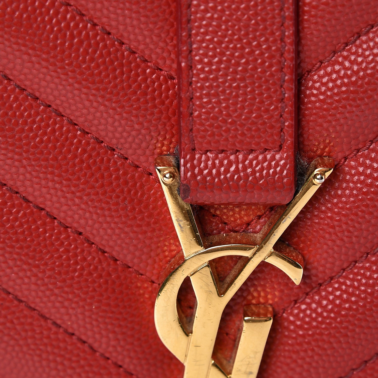 Saint Laurent Grain De Poudre Matelasse Chevron Large Monogram Satchel Lipstick Red 10 of 24