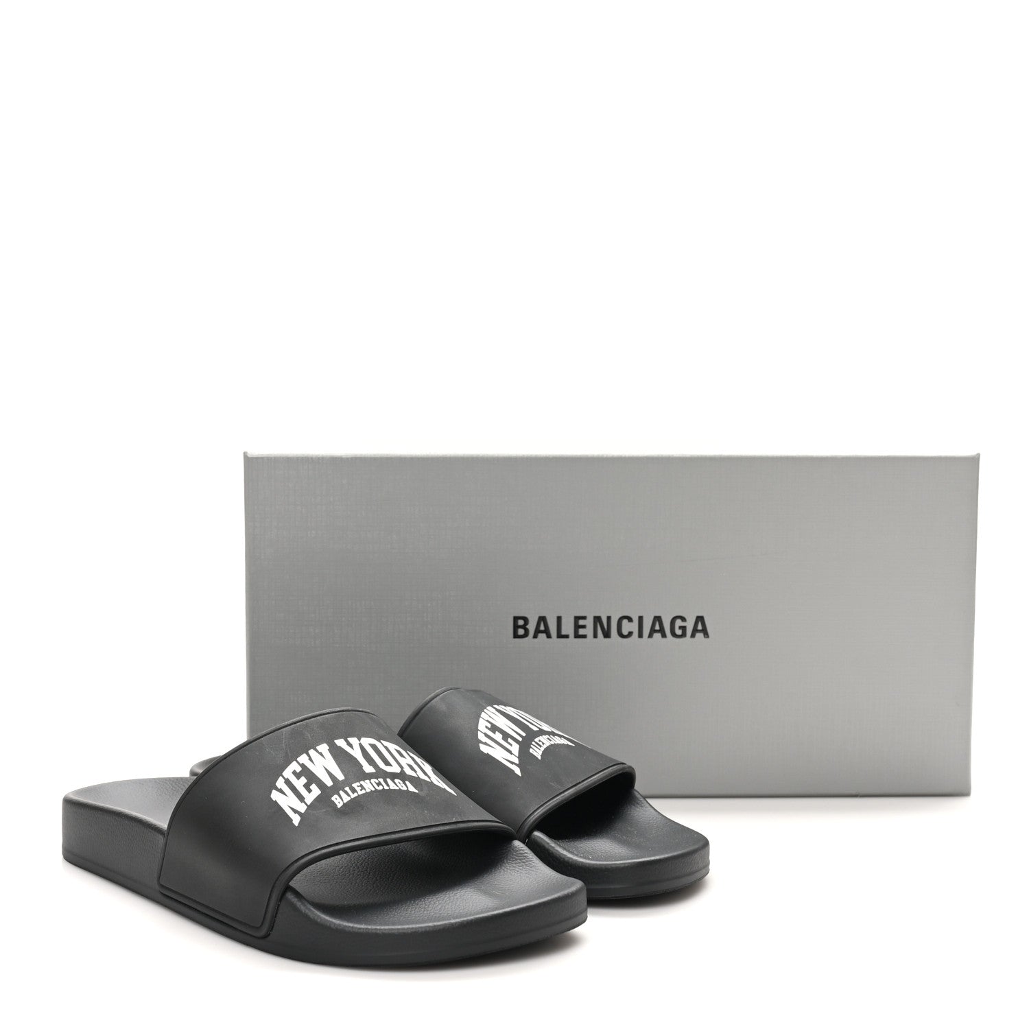 Balenciaga Rubber New York Womens New York Pool Slide Sandals 37 Black 8 of 8
