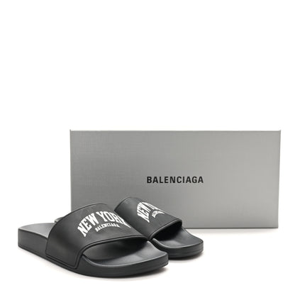 Balenciaga Rubber New York Womens New York Pool Slide Sandals 37 Black 8 of 8