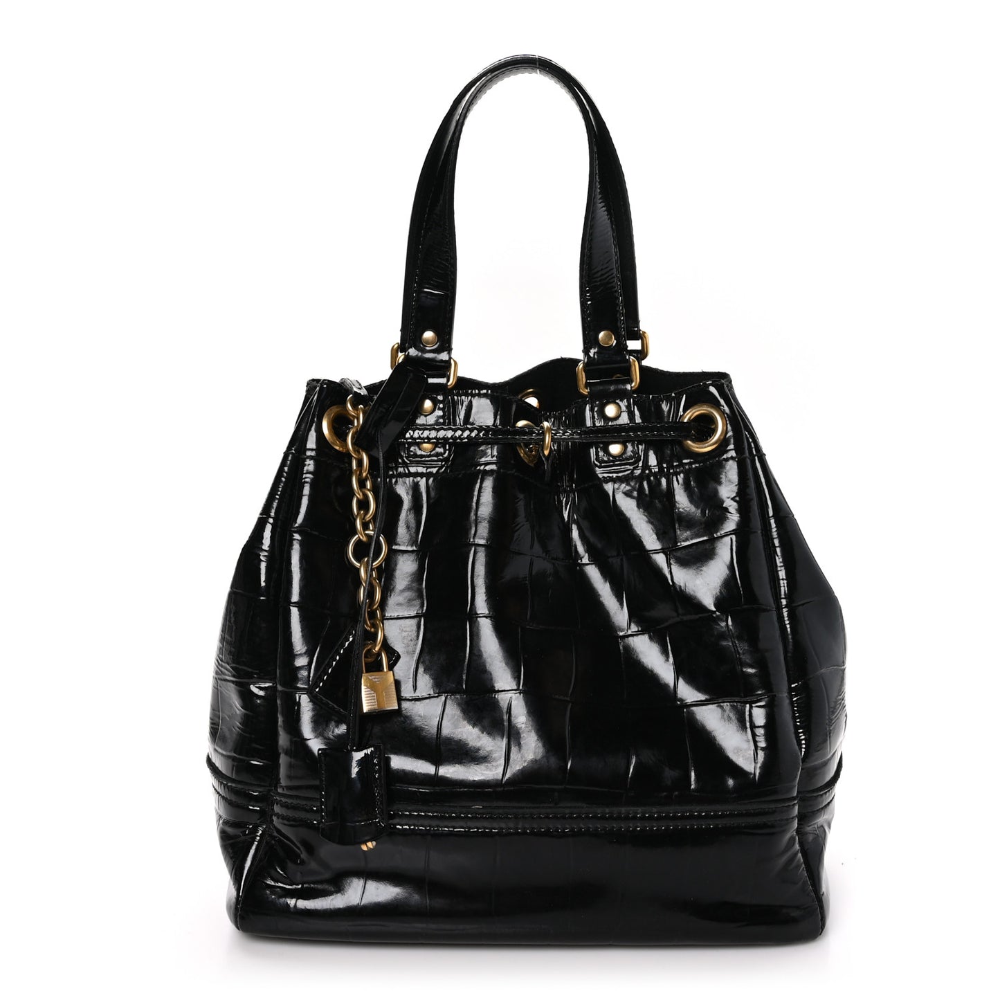 Patent Croc Overseas Tote Black