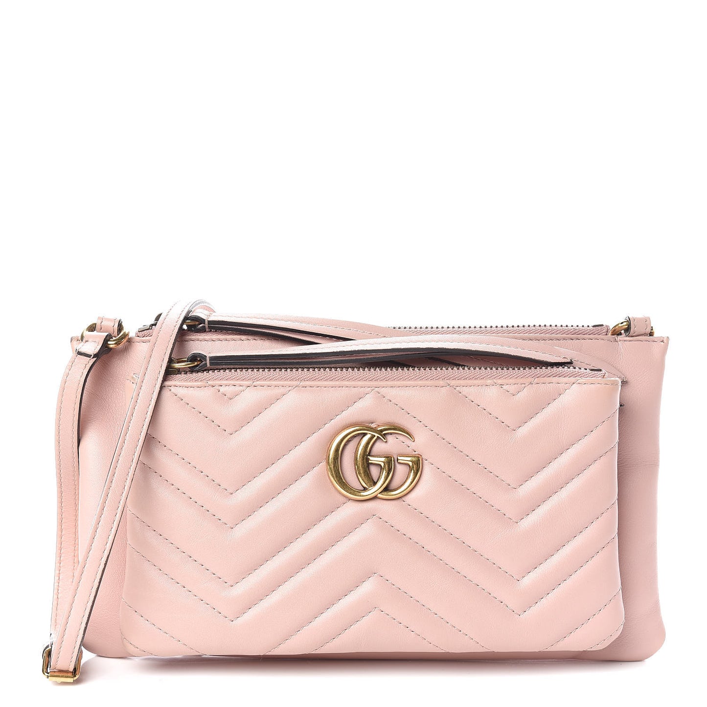 Calfskin Matelasse Small GG Marmont Double Zip Shoulder Bag Perfect Pink