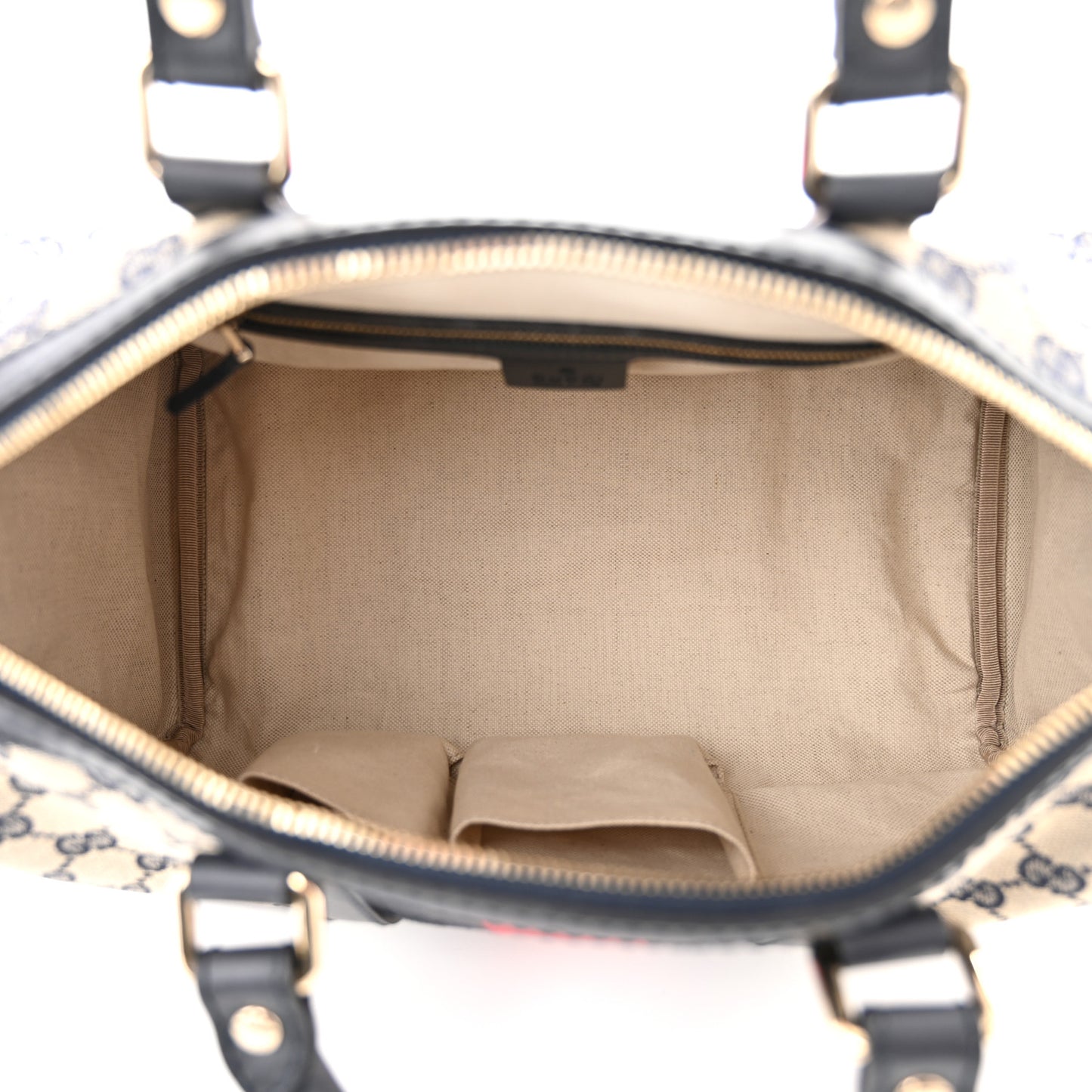 Monogram Selleria Calfskin Vintage Web Medium Boston Beige Blue