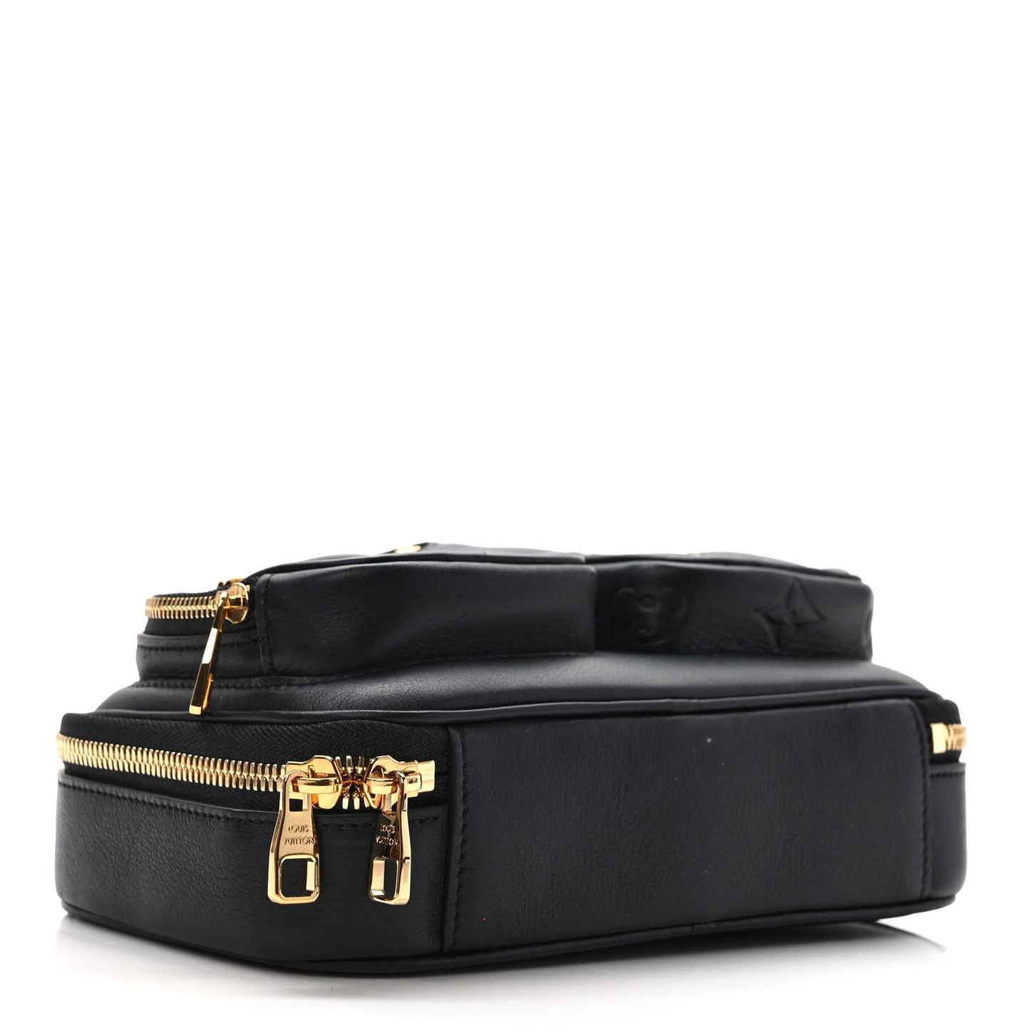 Calfskin Monogram Embossed Utility Crossbody Black