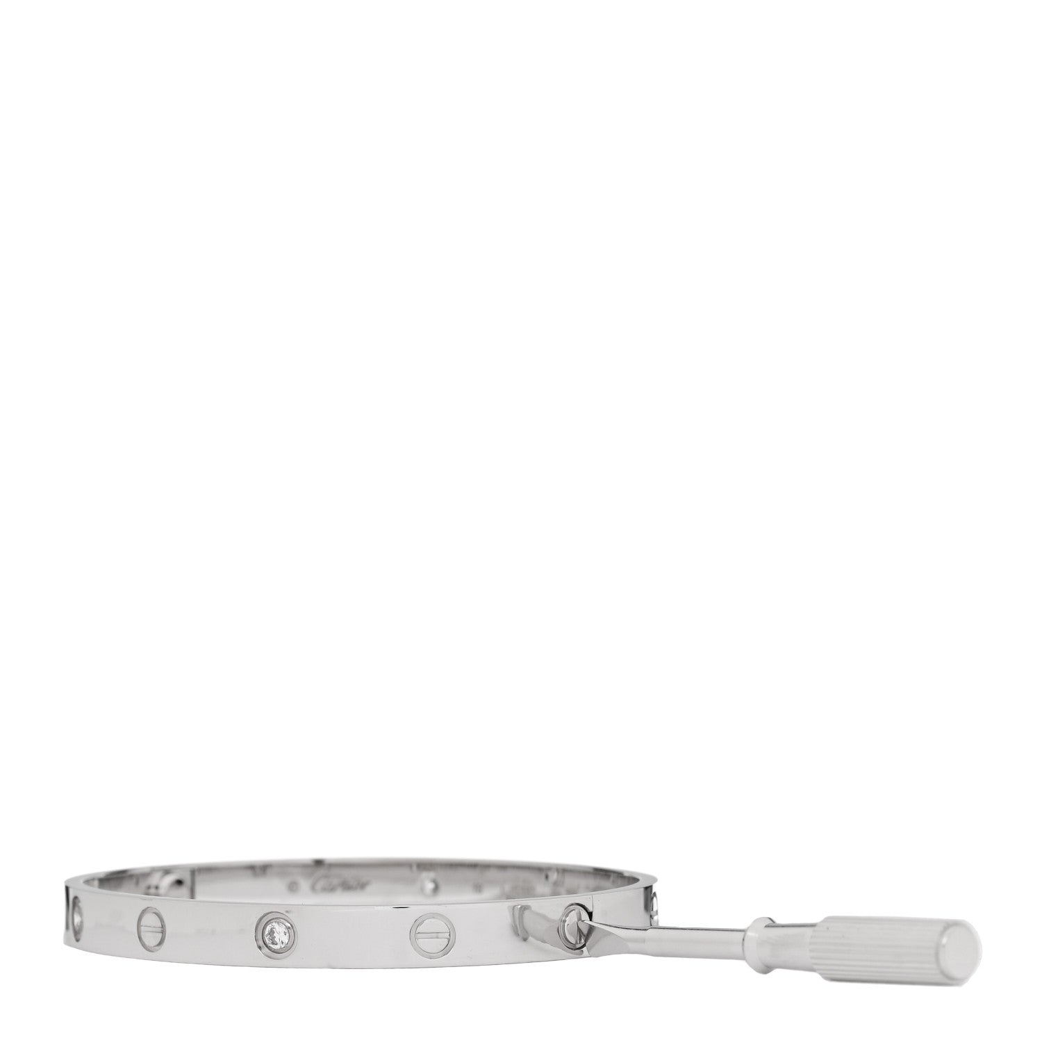 Cartier 18K White Gold 4 Diamond Love Bracelet 18 3 of 10