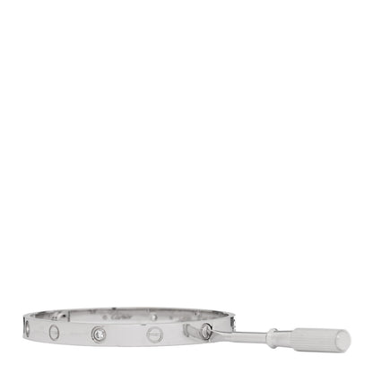 Cartier 18K White Gold 4 Diamond Love Bracelet 18 3 of 10