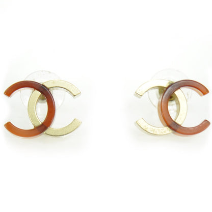 Chanel Resin CC Logo Earrings Amber Gold 1 of 5