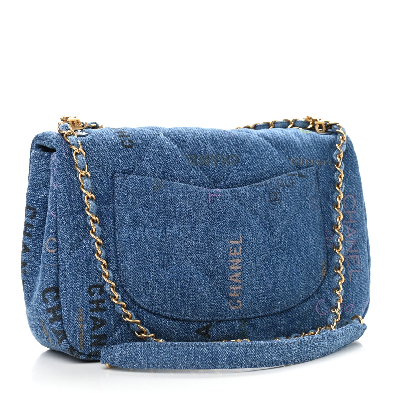 Chanel Denim Quilted Denim Large Mood Flap Blue Multicolor 3 of 9