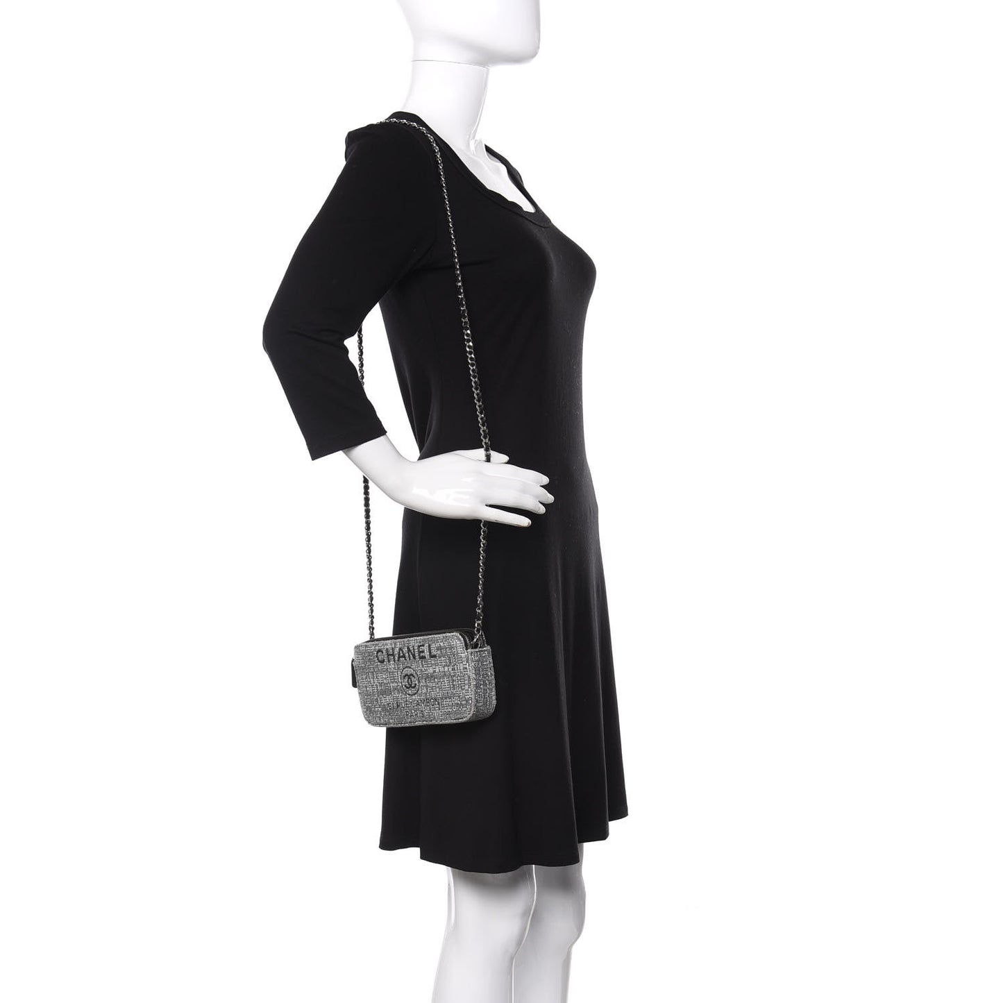 Canvas Small Deauville Clutch With Chain Charcoal