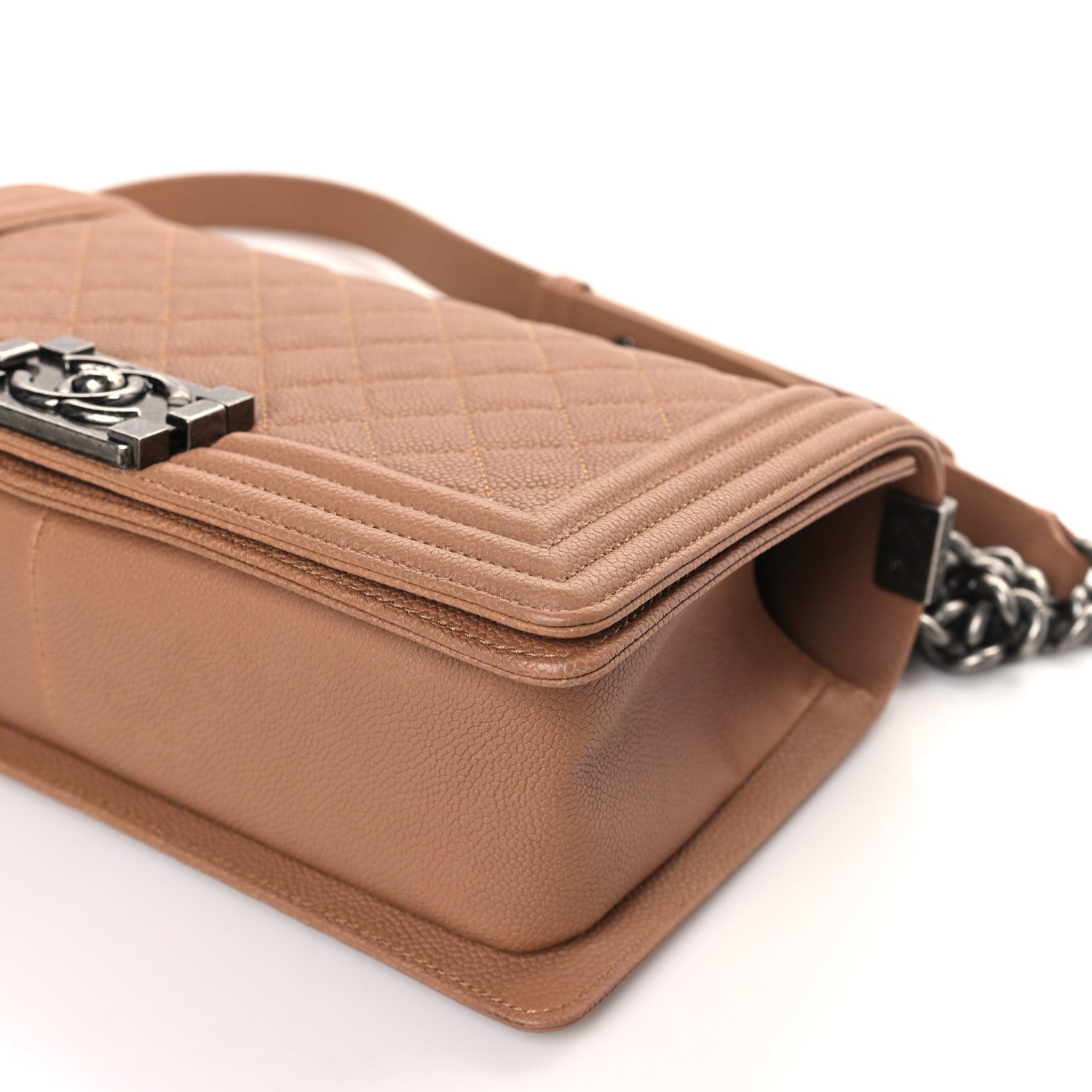 Chanel Caviar Quilted Medium Boy Flap Light Brown 9 of 9