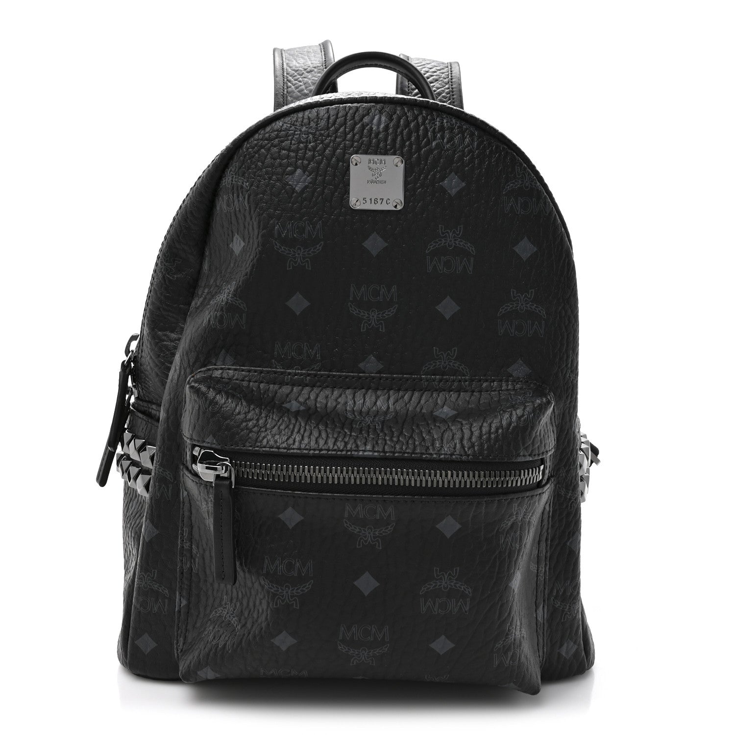 MCM Visetos Medium Side Studs Stark Backpack Black 1 of 9