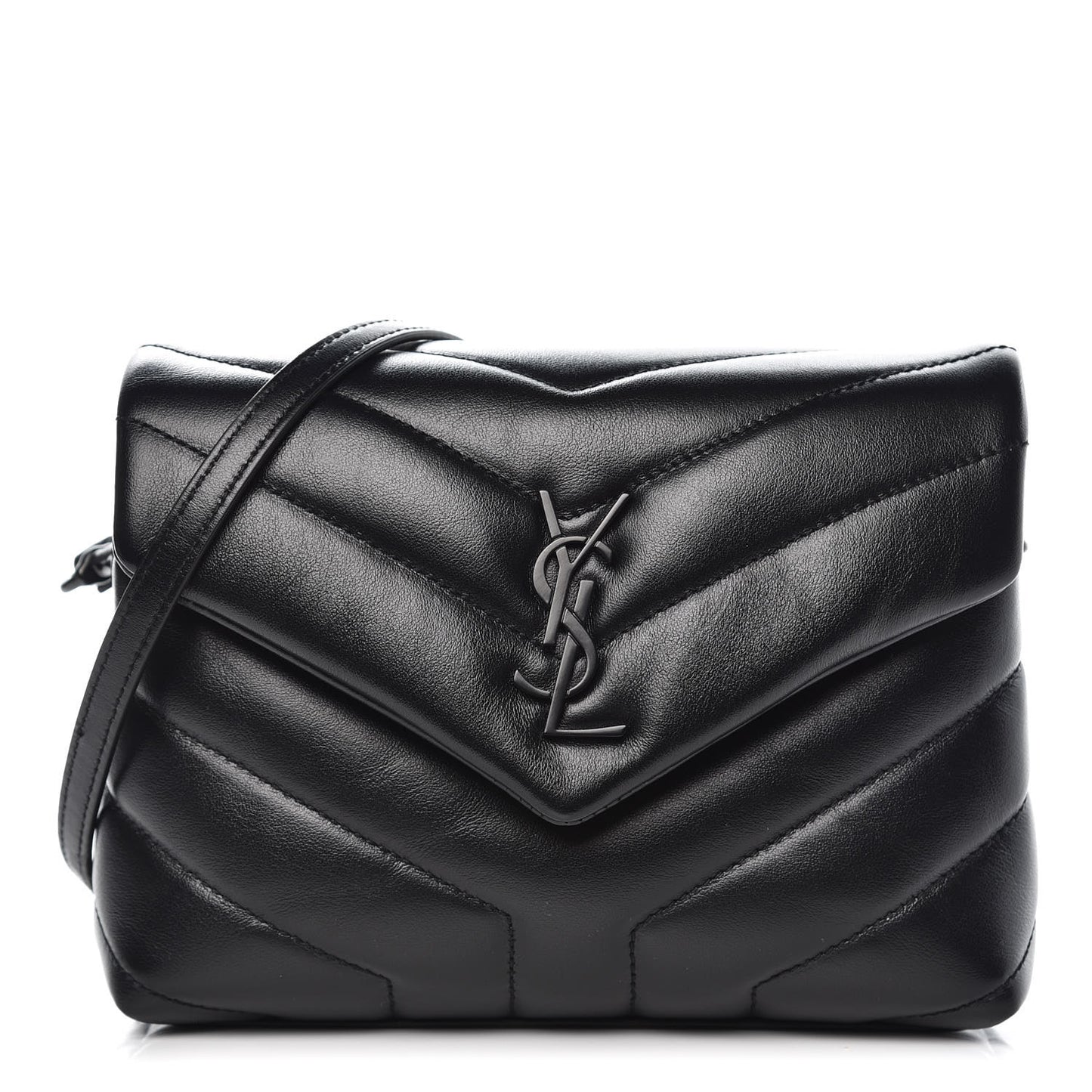 Calfskin Y Quilted Monogram Toy Loulou Crossbody Bag Black