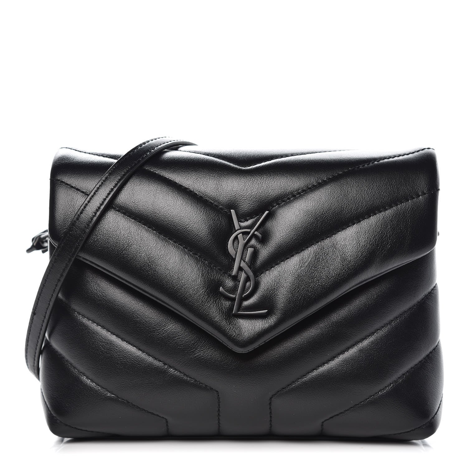 Saint Laurent Calfskin Y Quilted Monogram Toy Loulou Crossbody Bag Black 1 of 9