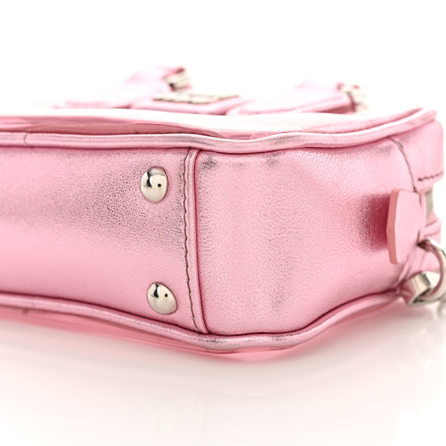 Metallic Nappa Plexi Vinyl Mini Top Handle Crossbody Rosa Mordore