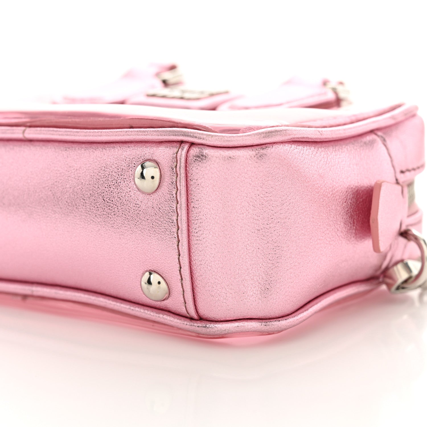 Miu Miu Metallic Nappa Plexi Vinyl Mini Top Handle Crossbody Rosa Mordore 10 of 10